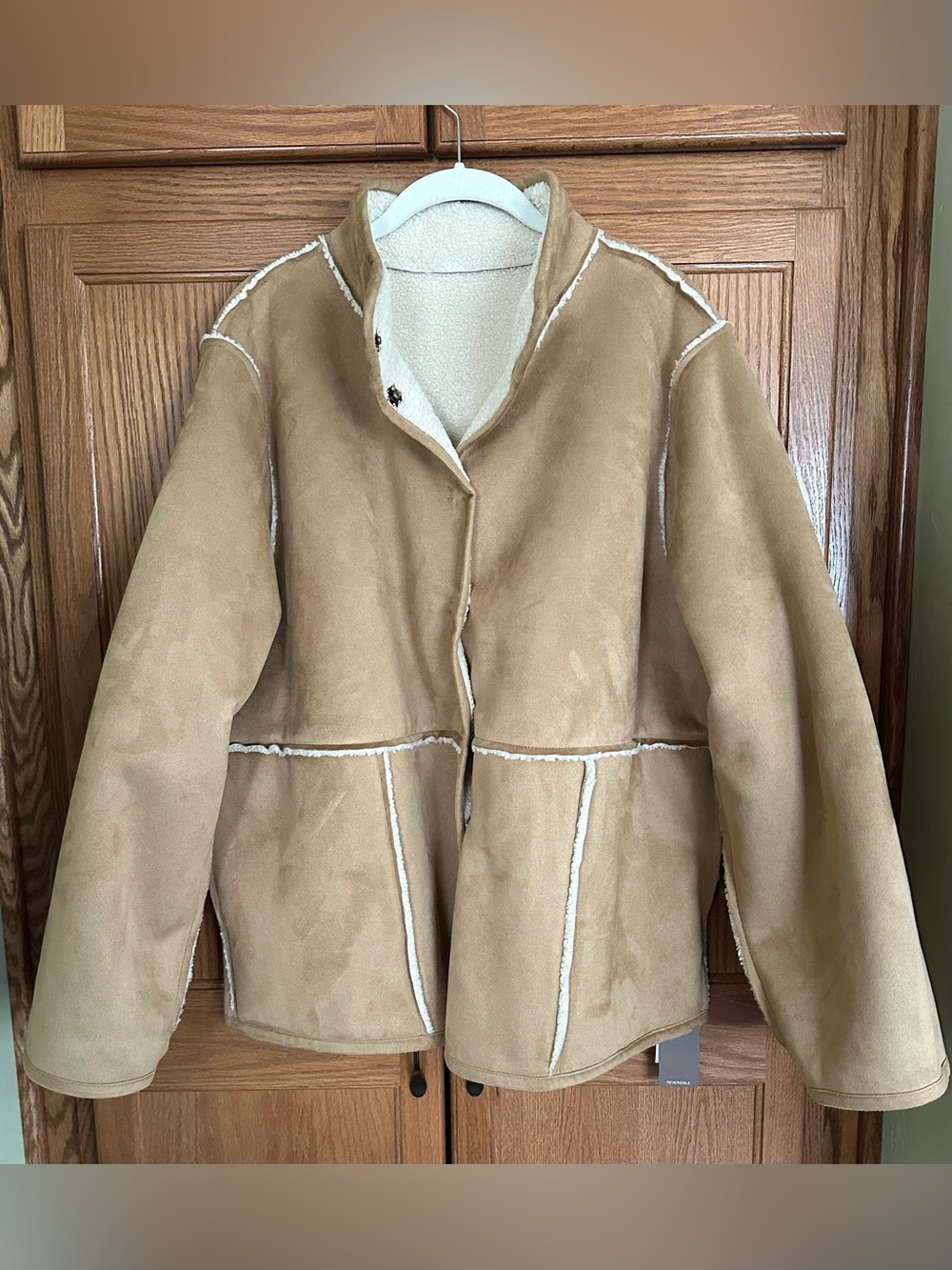 J. Jill Reversible Teddy Coat Oatmeal/Camel NWT